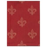100% Cotton Jacquard Fleur De Lis Red Dishtowel 18 X 28 Set 6 by Traders and Company