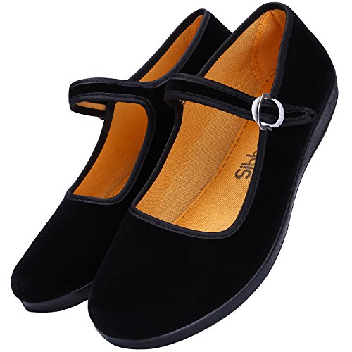 Women's Cotton Mary Jane Shoes Ballerina Ballet Flats Yoga Exercise Shoes (8)