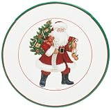 Caspari Lynn Haney Santas 2 Paper Dinner Plate Package, Ivory