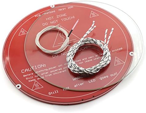 3D Printer Round Heated Bed + Boro Glass + Wiring + Thermistor for Kossel RepRap