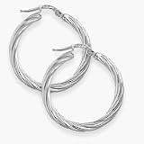 1 Inch Sterling Silver Twist Hoop Earrings