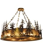 Meyda Tiffany 32206 78 Inch W Moose & Deer At Dusk Inverted Pendant