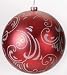Pack of 4 Joy to the World Red & Silver Filigree Christmas Ball Ornaments 8
