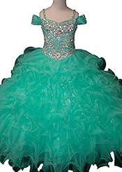 Girls  Lace Crystals  Crystal Off the Shoulder Floor Length  Ball Gown Pageant Dress  With Ruffles