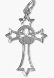 Fancy Genuine Sterling Silver Claddagh Cross with a 16 chain