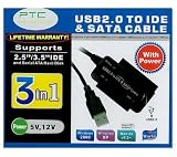 PTC Premium High Speed USB 2.0 to Serial ATA / IDE Converter - Supports Windows 7, Vista, XP, 2000, 98, Linux and Mac