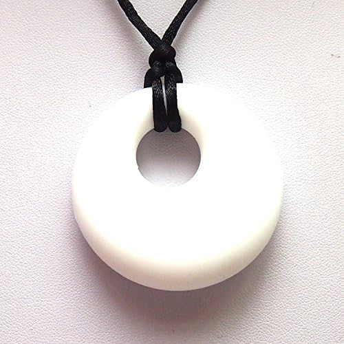 Baby Teething Necklace for Nursing Mom to Wear Organic No BPA Silicone Natural Donut Pendant White