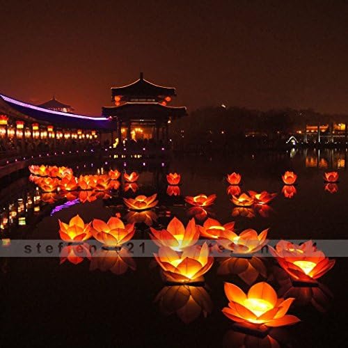 CYNDIE Hot Sale New Random Paper Lotus Flower Floating Candles Lanterns Wish Lamp Beach Wedding Multicolor 10pcs