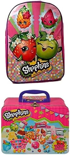 Kids Back to School Pre-school Elementary Girls Backpack Shopkins Radz (May Vary) Lunch Box Bundle Mega Season 5 Toy Figure 2 Piece Set