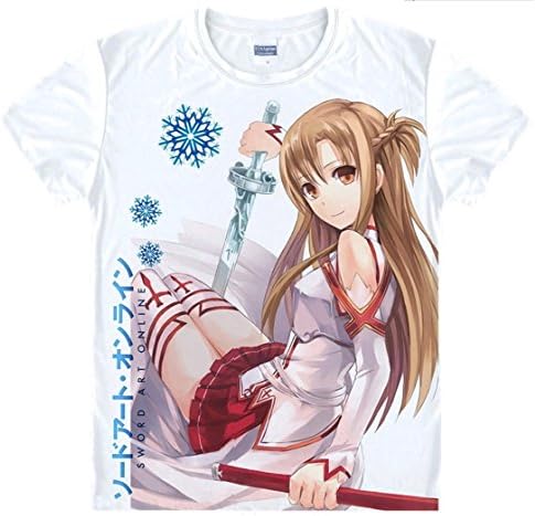 SAO Printing Short Sleeves T-shirt Tee (XXL (US XL), White)