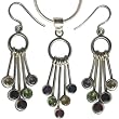 Pendant & Earring Set Sterling Silver Multi Gem Jewelry (gpers024)