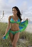 Green/Blue Palm Swimsuit Full Bottom: Swimwear Bottom Only