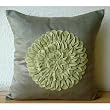 Green Dahlia - Throw Pillow Covers - Suede & Felt Pillow Cover
