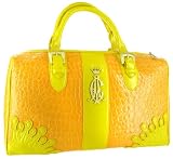 CHRISTIAN AUDIGIER Ed Hardy Womens Handbag Satchel Metallic Leather Purse Bag Yellow