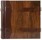 Rustic Wood with Genuine Italian Leather Spine Photo Album, Wedding Album, Scrapbook, Dual Leather Latch Closures, Gift Boxed