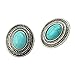 Qise Women's Inlaid Oval Turquoise Stud Earrings