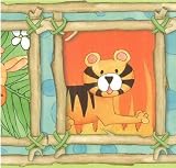 Lime Trim Jungle Portraits Wallpaper Border