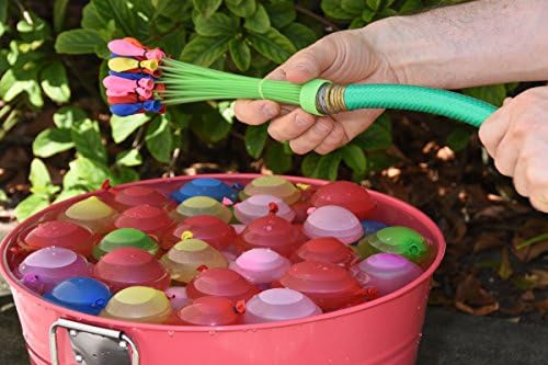 Crazy Balloons - Fills and Ties 148 Water Balloons in a Minute - Hose Attachment Filler - Includes 148 Self Sealing Balloons - Make a Bunch of Battle Ready Water Bombs Fast - Easy for Kids to Use - Bonus Water Fight Games Booklet