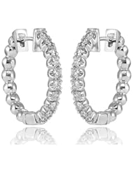 0.75 Ct Round Cut Diamond Hoop Earrings in 18 kt. Clip Mounts