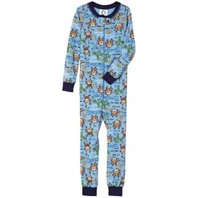 Gerber Monkey Cotton PJs Unionsuit, Blue, 0-6 Months