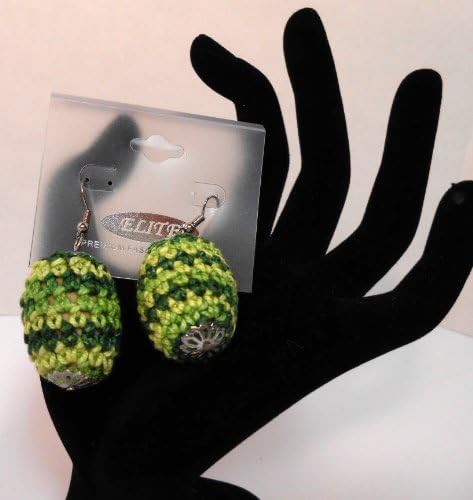 Green Easter Egg Dangle Earrings Crochet Style Easter Egg Earrings Brand New