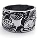 KONOV Mens Stainless Steel Ring, Vintage Carp Fish, Black Silver
