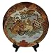 Decorative Chinese Oriental hand painted porcelain plate with gold filigree - wisdom and longevity figures