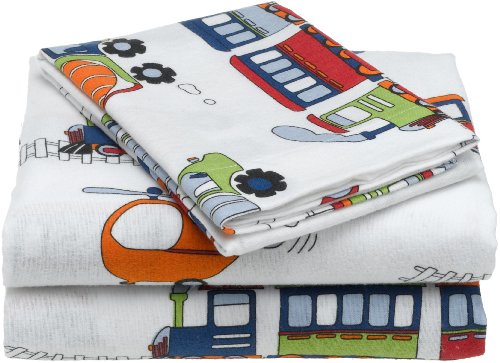 Pike Street 135-Gram Printed Flannel Queen Sheet Set - On The Go Pike Street 135-Gram Printed Flannel Queen Sheet Set - On The Go