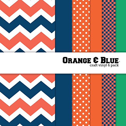 Orange & Blue Multi-pack Printed Craft Vinyl 6 Sheets 12x12 for Vinyl Cutters
