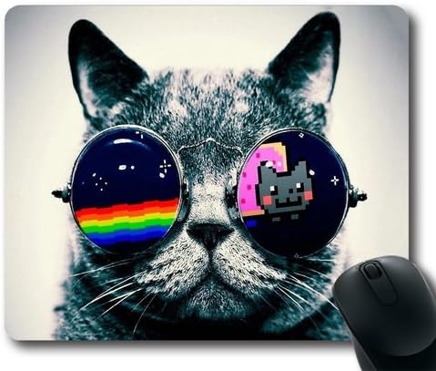 Nyan Cat Glasses Funny Kitten Non-Slip Rubber Mousepad Gaming Mouse Pad Mouse Mat