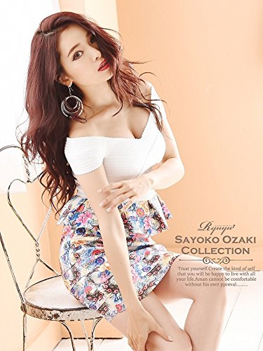 大人リゾート花柄オフショルバンテージ2pキャバワンピース 尾崎紗代子 着用ワンピ【Ryuyu】【リューユ】バンテージセットアップペプラムワンピース (Mフリーサイズ)(ピンク)*410293