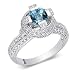 Jewelry : Exclusive 1.25 carats total weight Round Shape Checker Board London Blue Topaz & White CZ Size 8 Gemstone Ring in Sterling Silver