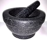 Super Strong (Granite) Black Stone Mortar and Pestle (6-In Diameter 1.5 Cup)