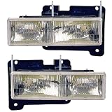 1988-1999 Chevrolet/GMC C/K Series Pickup Trucks C1500 C2500 C3500 K1500 K2500 K3500, 1992-1994 Chevy/GMC Blazer Jimmy, 1992-1999 Chevy/GMC Suburban C1500 C2500 K1500 K2500, Tahoe, Yukon Headlights Headlamps Head Lights Lamps Pair Set Left Driver AND Right Passenger Side (1988 88 1989 89 1990 90 1991 91 1992 92 1993 93 1994 94 1995 95 1996 96 1997 97 1998 98 1999 99)