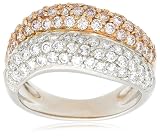 18k White and Rose Gold Pink and White Diamond Pave Ring