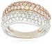 18k White and Rose Gold Pink and White Diamond Pave Ring