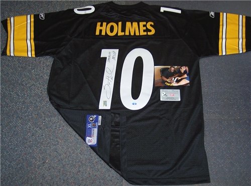 Santonio Holmes Autographed/Hand Signed Pittsburgh Steelers Reebok EQT/Premier Jersey