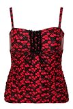 Torrid Plus Size Retro Chic By Torrid - Black And Red Cherries Tankini Swim Top