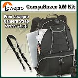Lowepro Compu Rover AW Backpack (Black) Bundle with Lowepro Speedster Camera Strap
