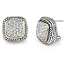 Ultimate Glamour: Designer Inspired Sterling Silver Cable Style Two-Tone Stud Earrings with CZ Diamonds