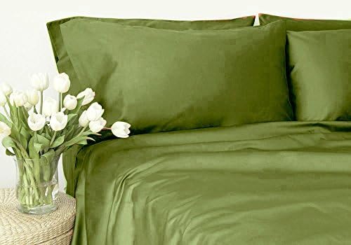 New Luxurious 400 Thread Count 100% Egyptian Cotton Solid Un-Attached Waterbed Sheet Set, King , Moss with 27" deep pocket by Suburban Linens