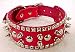 19 Inch Red Leather Spiked / Studded Dog Collar