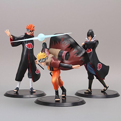 Anime Uzumaki Naruto + Pain + Uchiha Sasuke PVC Action Figure Model Toys 3pcs/set NTFG073
