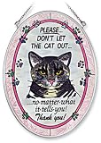 Amia 7088 Medium Oval Suncatcher with Cat Design, Hand-painted Glass, 5-1/2-Inch W by 7-Inch L