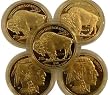 Lot of 5 - 2008 $50 Gold Buffalo Replica Coins