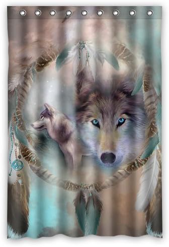 Wolf Dream Catcher Custom 50"x84" Window Curtain 9 holes to which rings attach Window Curtain CL-WD03