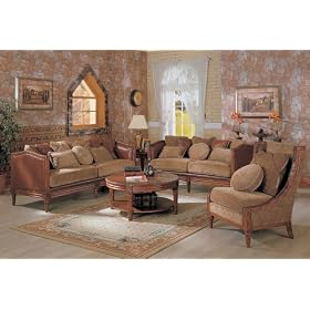 3pc Regency Park Brown Chenille Fabric Sofa Love Seat and Chair Set by AtHomeMart