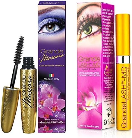 GrandeLASH-MD, 4.0 mL, 6 month Supply &amp; Mascara, Black, 11.5 Grams