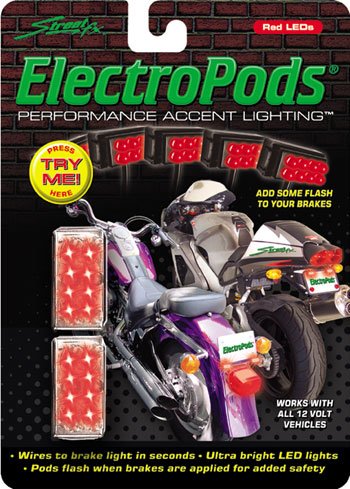 ElectroPods Flashing Red LED Motorcycle Brake Lights – Chrome Casing