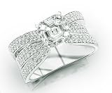 1.55 Carat Contemporary Pave Set Triple Row Engagement Ring SI Clarity